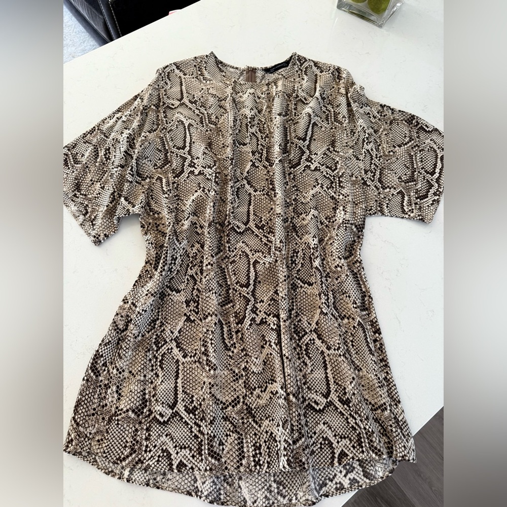 Zara Beige brown and Black snake pattern Mini Dress
